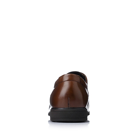 BELLE/百丽秋季棕色油蜡牛皮商务正装男单鞋R1881CM5