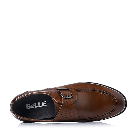 BELLE/百丽秋季棕色油蜡牛皮商务正装男单鞋R1881CM5