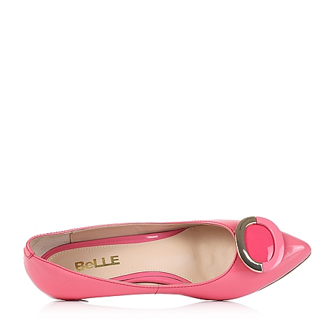 BELLE/百丽秋专柜同款玫红优雅通勤漆皮牛皮革女单鞋BIO02CQ5