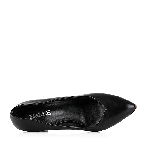 BELLE/百丽秋专柜同款黑胎牛皮革优雅女人女单鞋P5V1DCQ5