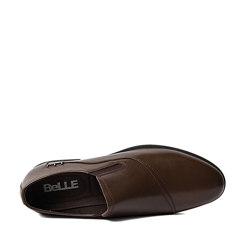 BELLE/百丽秋季专柜同款棕色光面牛皮商务休闲男单鞋3TR02CM5