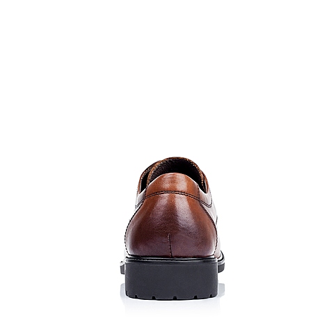 BELLE/百丽秋季专柜同款杏棕色牛皮商务正装男单鞋37514CM5