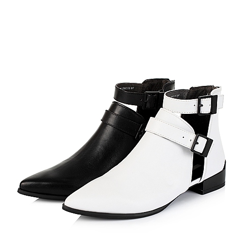 BELLE/百丽精品秋专柜同款白牛皮时尚女单鞋MQS40CM5