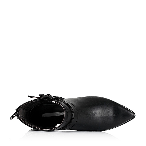 BELLE/百丽精品秋专柜同款黑牛皮时尚女单鞋MQS40CM5