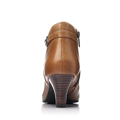 BELLE/百丽冬季专柜同款棕色油皮羊皮女靴3EK59DD5