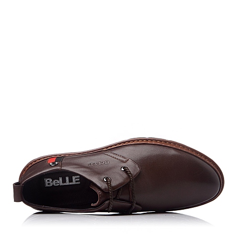 BELLE/百丽冬季棕色牛皮男单鞋L6065DM5