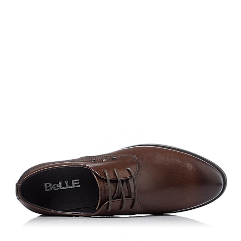 BELLE/百丽冬季棕色时尚休闲商务打蜡牛皮男单鞋A8901DM5