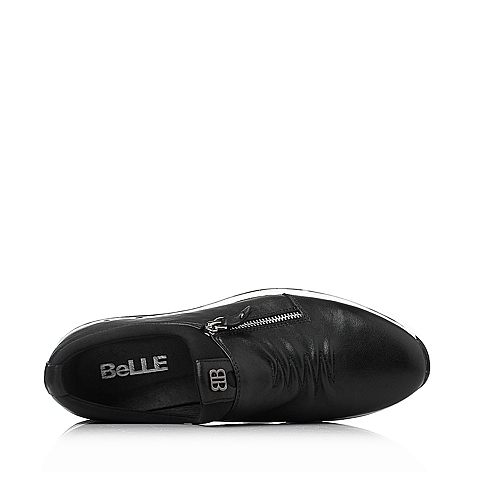 Belle/百丽冬季黑色羊皮男单鞋FBK11DM5