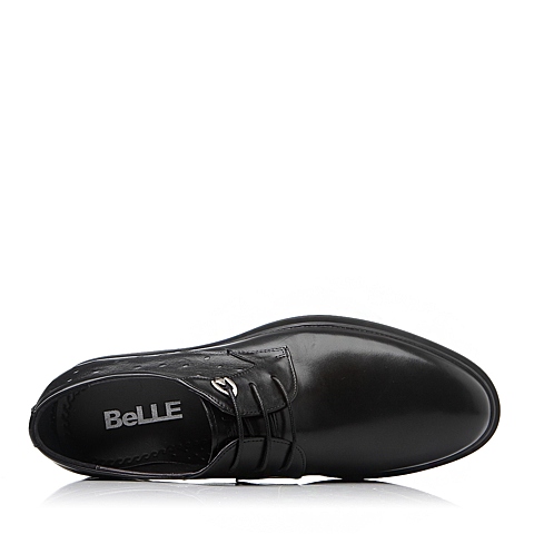 BELLE/百丽冬季黑色时尚商务休闲牛皮男单鞋OB865DM5