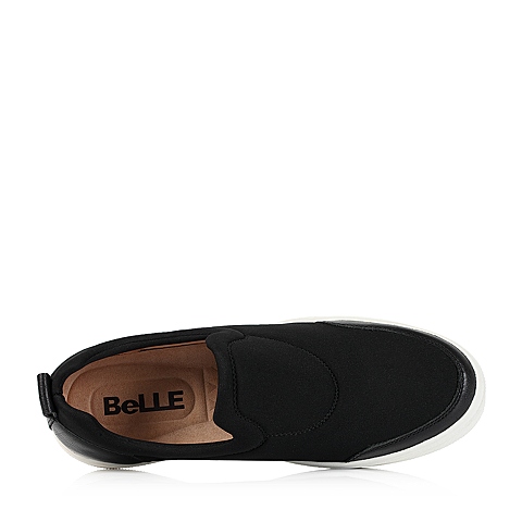 BELLE/百丽秋专柜同款黑色弹力布/牛皮男单鞋38407CM5