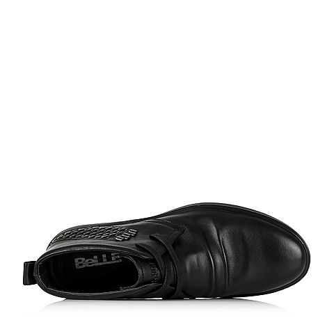 BELLE/百丽冬季专柜同款黑色牛皮男休闲靴3XF01DD5