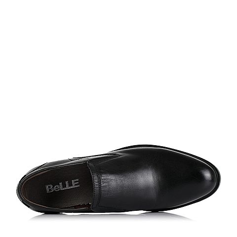 BELLE/百丽冬季专柜同款黑色油皮牛皮男单鞋39509DM5