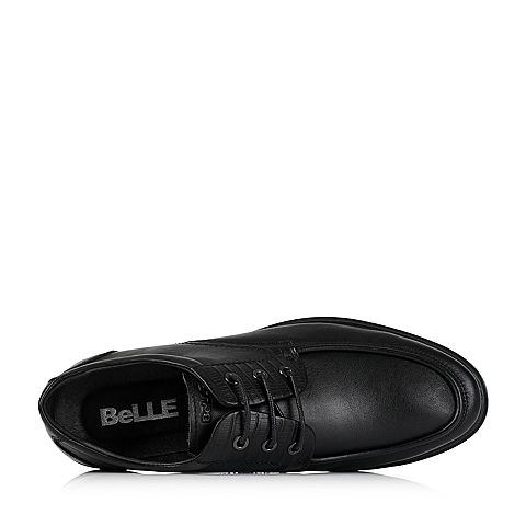 BELLE/百丽冬季专柜同款黑色油皮小牛皮男休闲鞋3YA01DM5
