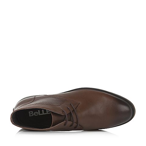 BELLE/百丽冬季专柜同款棕色牛皮男休闲靴（皮里）33M40DD5