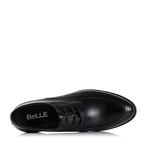 BELLE/百丽秋专柜同款黑色油皮小牛皮男单鞋3WD02CM5