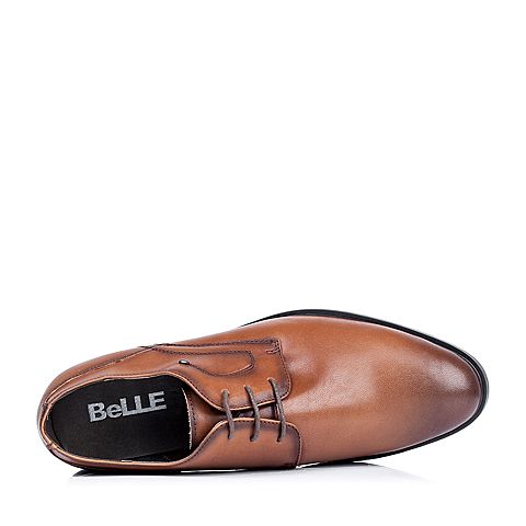 BELLE/百丽冬季专柜同款粉棕色牛皮男单鞋39508DM5