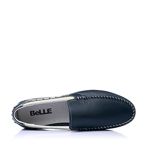 BELLE/百丽春季专柜同款蓝色打蜡牛皮时尚活力男休闲鞋3RE01BM5