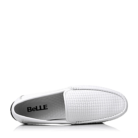 BELLE/百丽夏季专柜同款白色牛皮简约休闲男单鞋3RS01BM5