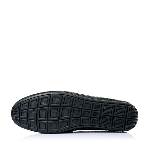 BELLE/百丽夏季专柜同款黑色牛皮简约休闲男单鞋3RS01BM5