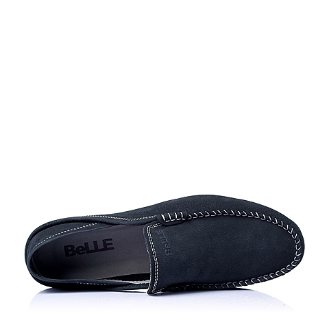BELLE/百丽夏季专柜同款蓝色牛皮休闲男单鞋3RT01BM5