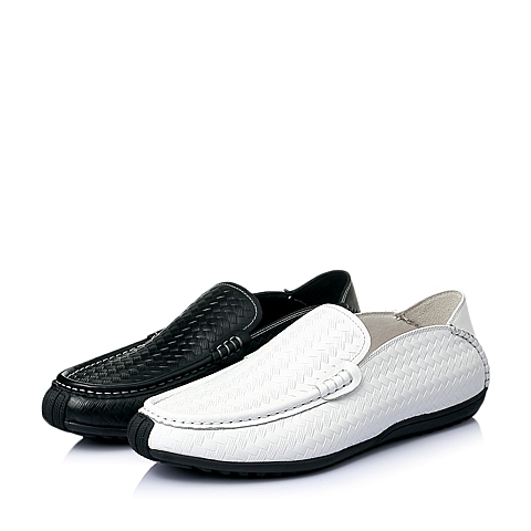 BELLE/百丽夏季专柜同款白色牛皮时尚休闲男单鞋3TK01BM5
