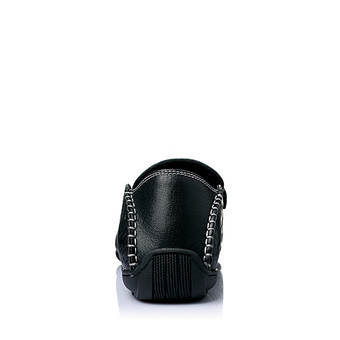 BELLE/百丽夏季专柜同款黑色牛皮时尚休闲男单鞋3TK01BM5