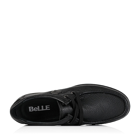 BELLE/百丽秋专柜同款黑色休闲牛皮休闲男单鞋3WM01CM5