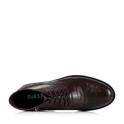 BELLE/百丽冬季专柜同款棕色牛皮男靴3YQ01DD5