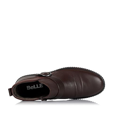 BELLE/百丽冬季专柜同款啡色小牛皮男低靴(绒里)39442DD5