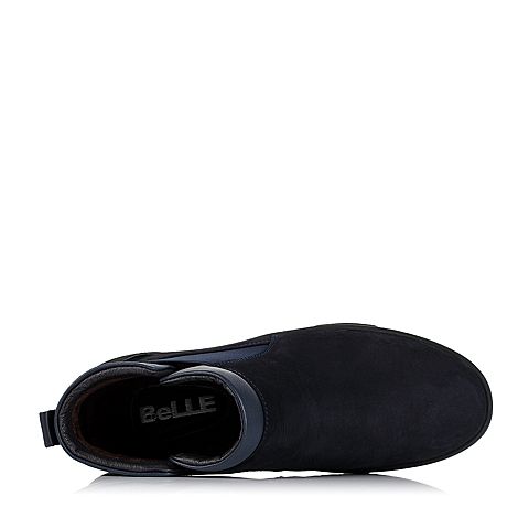 BELLE/百丽冬季专柜同款蓝色磨砂牛皮男休闲靴(绒里)3XH01DD5