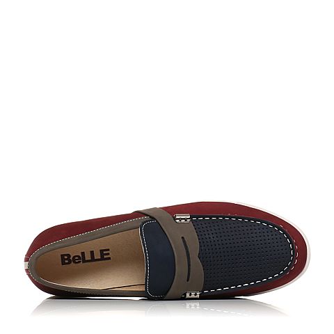 BELLE/百丽夏季专柜同款蓝色磨砂牛皮男皮鞋3SC01BM5