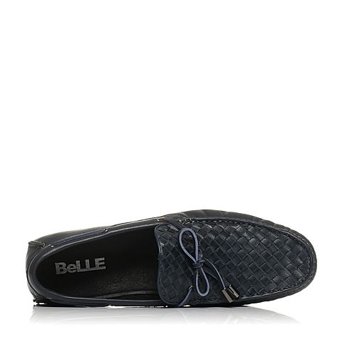 BELLE/百丽春季专柜同款蓝色牛皮编织男皮鞋3MZ01AM5