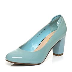 Belle/百丽春季专柜同款蓝色漆皮牛皮女单鞋3Z619AQ5
