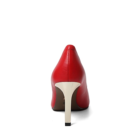 BELLE/百丽春季专柜同款红牛皮OL优雅女浅口单鞋3Z4C1AQ6