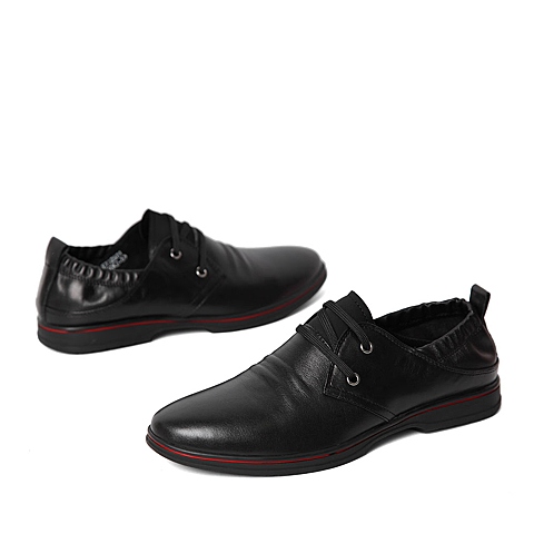 BELLE/百丽春季专柜同款黑色牛皮男单鞋3ZS01AM6