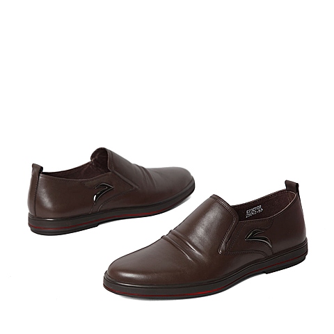 BELLE/百丽春季专柜同款棕色牛皮男休闲鞋3ZT02AM6