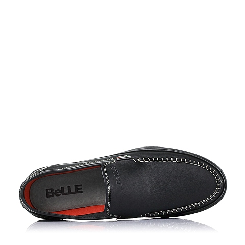 BELLE/百丽春季黑色软牛皮男单鞋W6870AM6