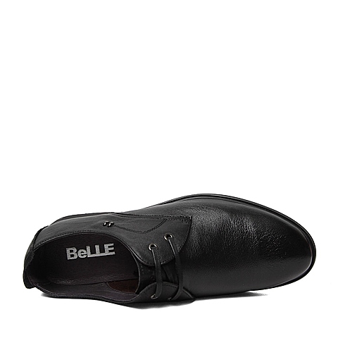BELLE/百丽春季专柜同款黑色牛皮男单鞋4JF01AM6