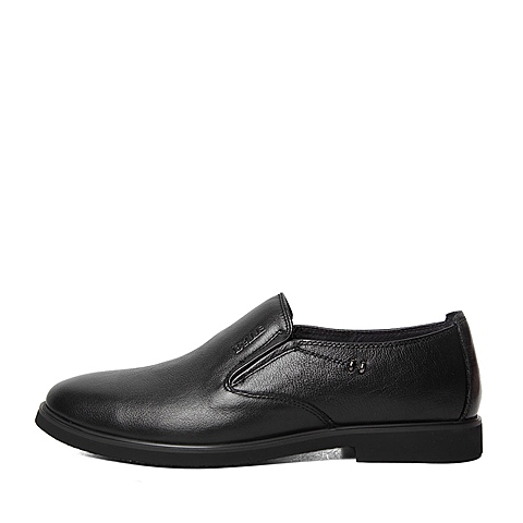 BELLE/百丽春季专柜同款黑色牛皮革男皮鞋4JF02AM6
