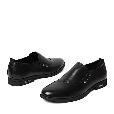 BELLE/百丽春季专柜同款黑色牛皮男皮鞋3ZQ12AM6