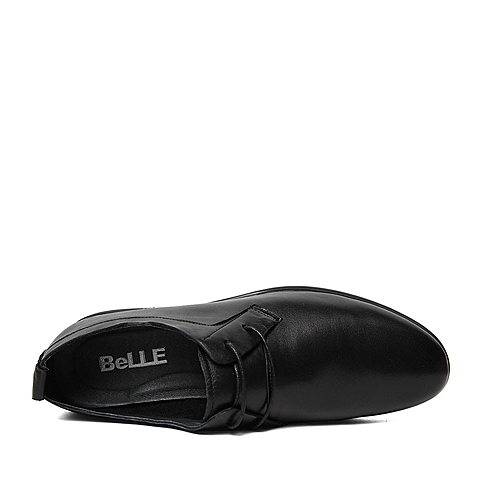 BELLE/百丽春季专柜同款黑色时尚简约牛皮革男单鞋4JB01AM6