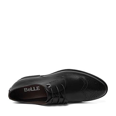 BELLE/百丽春季专柜同款黑色牛皮男单鞋4JS01AM6