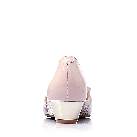 BELLE/百丽春季粉色压纹羊皮革女鞋A-A30AK6