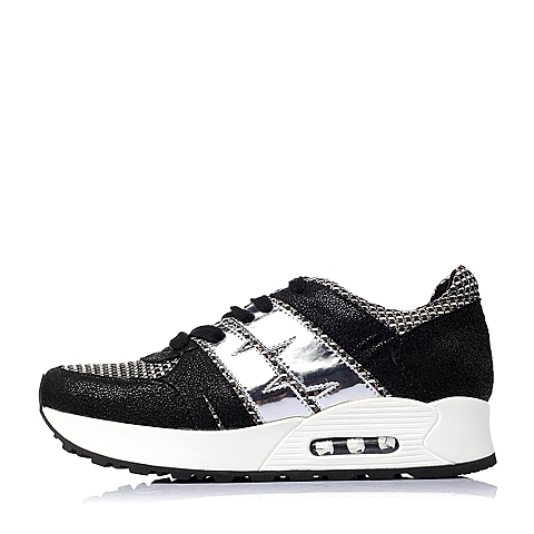 BELLE/百丽春季黑色布纹超纤时尚休闲女单鞋Q-99HAM6