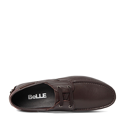 BELLE/百丽春季专柜同款棕色牛皮革男休闲鞋4JP02AM6