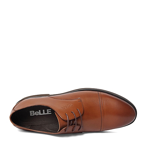 BELLE/百丽春季专柜同款棕色商务休闲牛皮革男单鞋4JH01AM6