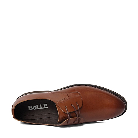 BELLE/百丽春季专柜同款棕色商务休闲牛皮革男单鞋4JN01AM6