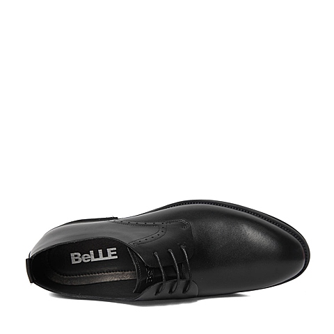 BELLE/百丽春季专柜同款黑色商务休闲牛皮革男单鞋4JN01AM6