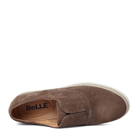 BELLE/百丽春季专柜同款啡灰二层牛皮革男皮鞋B9M01AM6