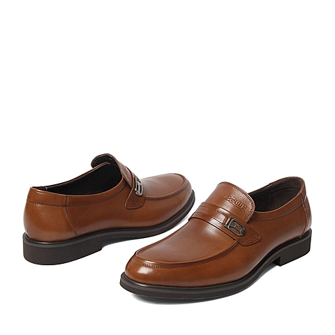 BELLE/百丽春季专柜同款棕色牛皮经典儒雅男皮鞋4JQ01AM6